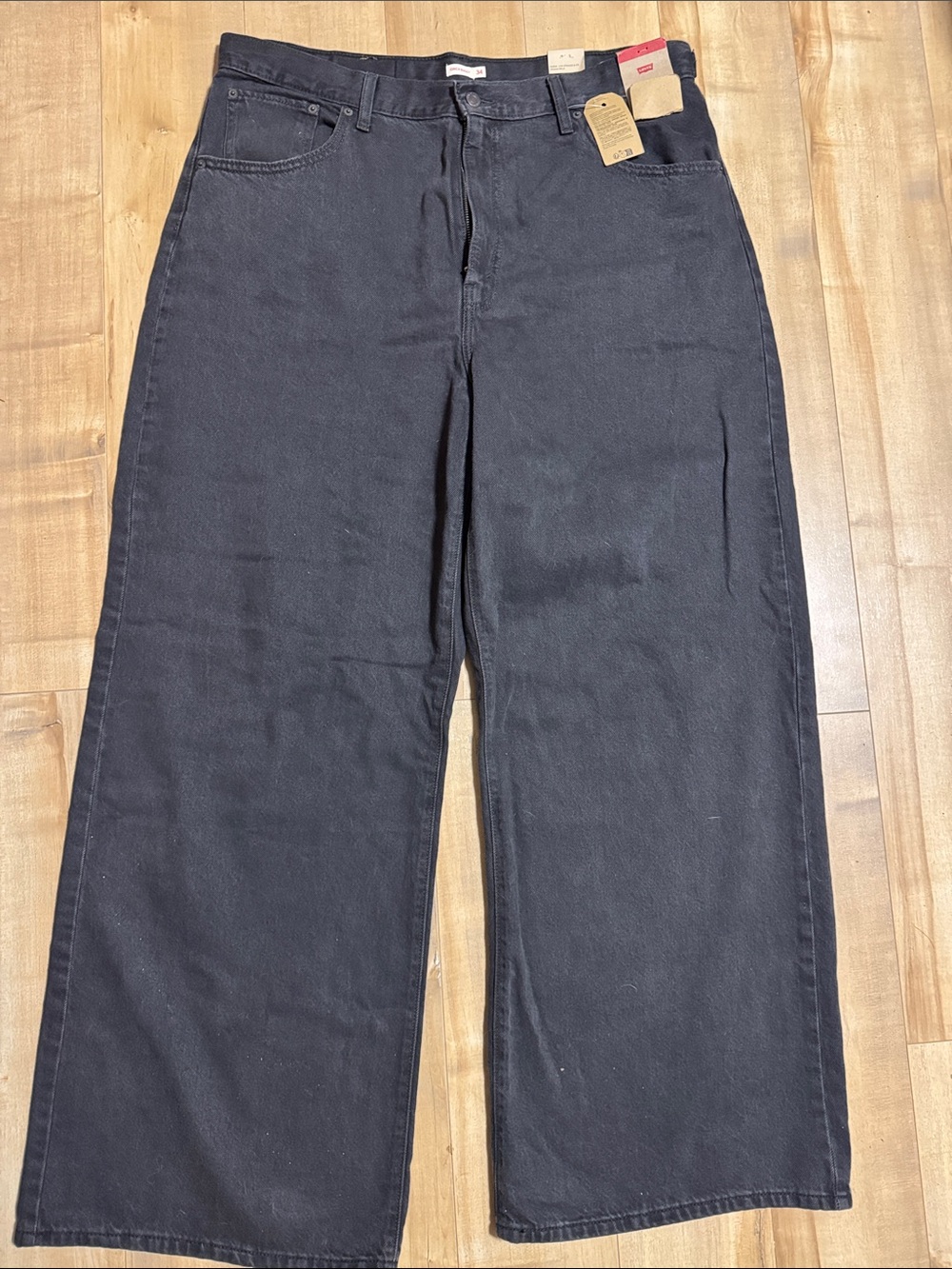 Levi's Black Baggy Cinch Wide-Leg High-Rise Jeans